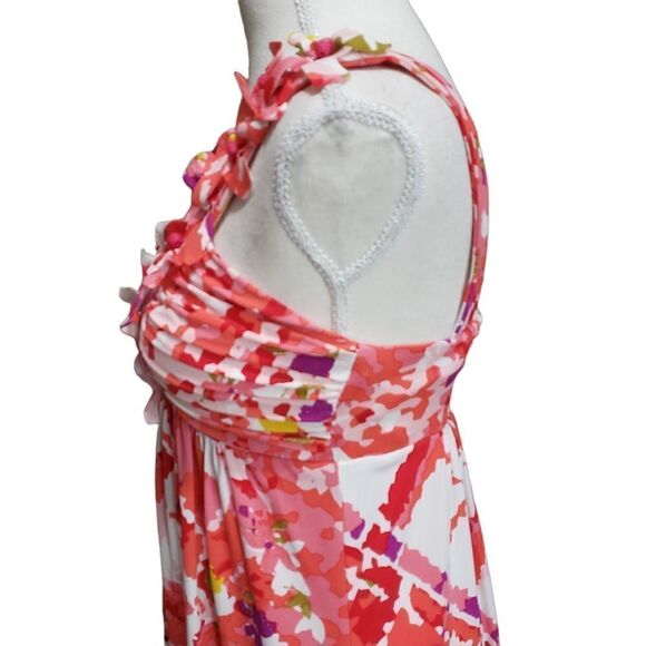 Muse Multicolor with Beads & Fabric Flowers Empire Cut Dress Sz 2 - Picture 6 of 13